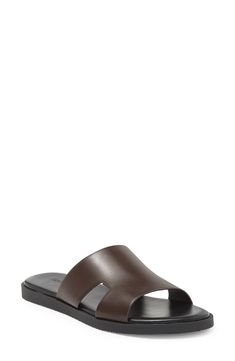 A cutout vamp adds a breezy feel to this vacation-ready slide sandal fashioned with a cushioned footbed. Synthetic upper, lining and sole Imported Slide Flip Flops, Sandal Fashion, Mens Sandals, Slide Sandals, Nordstrom Rack, Flip Flops, Men's Shoes, Nordstrom, Sandals