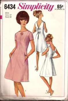 a women's dress pattern from the 1960s