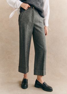 Virgin wool ankle-length trousers;Hem at bottom of leg;Italian pockets and single welt pockets with button on back;Marked pleats at the front and back;Zip and button closure;Lined;Inside leg length 68 cm / 26.8 in (for a 36) Lifestyle Dresses, Winter Trousers, Denim Suit, Polo Sweatshirt, Skin Discoloration, Swimwear Dress, Wool Pants, Work Wardrobe, Winter Style