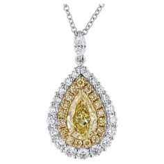 Yellow Diamonds, Halo Pendant, Pear Diamond, Diamond Halo, Yellow Diamond, White Diamonds, Timeless Classic, Halo Diamond, Diamond White