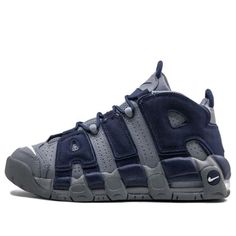 Nike Air More Uptempo GS Georgetown Hoyas 415082-009 Drawstring Jeans, Georgetown Hoyas, Nike Air More Uptempo, Dunk Low Nike, Nike Air More, Kids Basketball, Nike Dunk Low, Sneaker Collection, Kids Nike