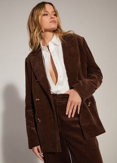 THE AGNES BLAZER Sezane Velvet Blazer, Luxury Fall Blazer With Notch Lapel, Luxury Traditional Fall Blazer, Luxury Fitted Corduroy Blazer, Luxury Vintage Blazer With Button Closure, Luxury Vintage Notch Lapel Blazer, Luxury Single Breasted Vintage Blazer, Luxury Vintage Double-breasted Blazer, Luxury Retro Single-breasted Blazer