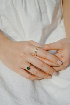 Diana Emerald Green Crystal Art Deco Wedding Band Dainty | Etsy Elegant Green Stackable Rings With Bezel Setting, Green Diamond Stackable Rings Fine Jewelry, Elegant Green Stackable Diamond Ring, Heirloom Gold Emerald Stackable Ring, Green 14k Gold Jewelry With Bezel Setting, Fine Jewelry Green Emerald-cut Stackable Rings, Fine Jewelry Green Emerald Cut Stackable Rings, Emerald Cut Green Stackable Rings Fine Jewelry, Luxury Green Emerald Stackable Ring