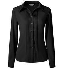 Keep your look semi-formal and elegant in cool weather with this basic shirt from Hobemty. Pair it with a tailored skirt or wide-leg pants and heels for a chic office look. Comfortable and casual, this pleated front shirt is perfect on its own or as a layer under a blazer or jacket. This shirt can be a perfect addition to almost any outfit from formal to daily wear, great for work, meetings, office, businesses, work, parties, cocktails, weddings, casual, daily dressing, etc. Women Button Down Shirt, Meeting Office, Work Meetings, Pants And Heels, Semi Formal Wear, Tailored Skirt, Wedding Casual, Office Shirt, Work Parties