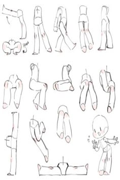 some drawings of legs and feet in different positions