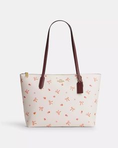 COACH® | Zip Top Tote With Bow Print Coach Zip Top Tote, Handbag Essentials, Buy List, Coach Tote Bags, Bow Print, Bow Bag, Girly Bags, Coach Tote, Luxury Purses