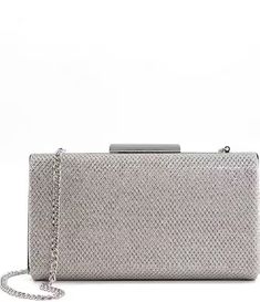 Dune London Binita Glitter Clutch Bag | Dillard's Chic Sparkling Evening Bag For Party, Chic Sparkling Clutch For Party, Elegant Glitter Evening Bag Rectangular, Glamorous Glitter Rectangular Evening Bag, Elegant Rectangular Glitter Evening Bag, Silver Glitter Clutch For Evening, Chic Sparkling Clutch, Silver Glitter Clutch For Formal Occasions, Sparkling Rectangular Clutch For Party