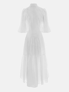 Lightweight midi dress in textured fabric with voluminous sleeves :: LICHI - Online fashion store Voluminous Sleeves, Online Fashion Store, Online Fashion Stores, Unique Items, Textured Fabric, Online Fashion, Fashion Store, White Dress, Midi Dress