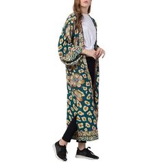 Raj Paityn Thickstitch Embroidered Duster  Add depth and dimension to any look by adding this gorgeous embroidered duster. The dramatic length creates the perfect fit to complement any outfit. Long Printed Spring Outerwear, Embroidered Outerwear For Daywear In Fall, Embroidered Outerwear For Fall Daywear, Embroidered Open Front Kimono For Fall, Casual Embroidered Fall Kimono, Embroidered Fall Outerwear For Daywear, Fall Daywear Open Front Kimono, Casual Floral Embroidered Kimono For Fall, Casual Fall Kimono With Floral Embroidery