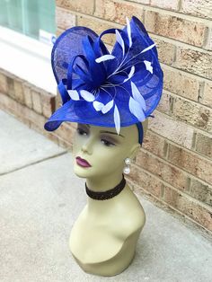 "✿*. About Shipping.*✿ All the hats will be shipped out from Rockville, MD 20854 via UPS GROUND (1-5 business days) or USPS Priority mail (2-4 business days) if their shipping fee is much the same. The overnight and other shipping service are also available. Please contact me first if you want it, I will check the price and delivery time for you. Pick up is available! If you are very urgent, please order your hats early and save money! Key Features: 100% 3 Layers Sinamay base with Two layers Sin Blue Curved Brim Headpiece For Kentucky Derby, Blue Curved Brim Headpiece For Royal Ascot, Royal Blue Adjustable Fascinator For Wedding, Blue Headband Hat For Kentucky Derby, Blue Short Brim Headpiece For Summer, Blue Summer Headband Costume, Blue Mini Hat With Short Brim For Wedding, Royal Blue Fitted Fascinator Hat, Blue Short Brim Fascinator For Wedding