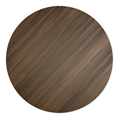 a round wooden table top with dark brown wood grains on the surface and white background