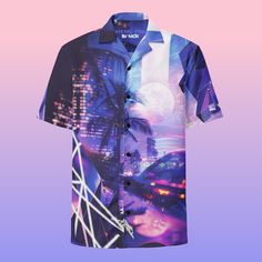 Check out this bold button-down shirt with a trendy oversized fit, that works well for outfit layering! Meet your new favorite Cyberpunk Hawaiian Moon Shirt! It exudes coolness both in terms of style and material. Plus, its featherlight and moisture-wicking material ensures comfort even on the hottest days. This Vaporwave Button Up Shirt with neon purple art is perfect for your summer adventures. Crystal Moon ️ Immerse yourself in the captivating cyberpunk dreamscape of "Crystal Moon." This neon Spring Button-up Camp Shirt For Streetwear, Trendy Collared Camp Shirt For Summer, Collared Tops For Summer Streetwear, Streetwear Camp Shirt With Button Closure, Streetwear Camp Shirt With Button Closure And Camp Collar, Summer Purple Shirt With Button Closure, Retro Summer Camp Shirt For Streetwear, Blue Summer Streetwear Shirt, Retro Button-up Summer Shirt