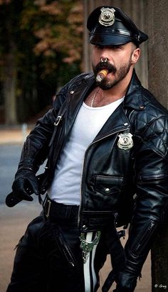 Black Leather Biker Jacket, Men In Uniform