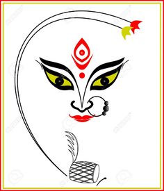 Durga Face Drawing, Bengali Festival, Ganesh Krishna, Ready Rangoli, Devi Shakti, Panther Drawing, Black Panther Drawing, Durga Face, Painted Wood Jewelry