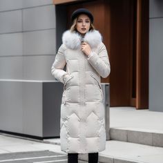 Winter Jacket Woman Long Parka 2024 New Thicken Coat Fur Collar Hooded Zipper Warm Snow Wear Cotton Trendy Coat, Elegant Coats, Long Puffer Coat, Long Puffer, Stylish Coat, Cotton Jacket, Outfit Casual, Quilted Jacket, Puffer Coat