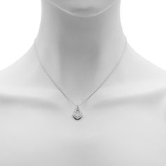 Say yes to true love with this delicate heart lock pendant. The charming depiction of a heart-shaped lock symbolizes an everlasting love. This pendant is an elegant gift for your beloved, any time of year. - 48 cubic zirconia stones are set in 925 sterling silver - Adjustable 16-18in chain for perfect wear - Enjoy complimentary cleaning and inspection at any Day's location for the life of this sterling silver heart lock pendant Day's Jewelers was established in 1914 in Portland, Maine by the Dav Elegant Heart Cut Locket Necklace For Wedding, Gift Diamond Accented Pendant Charm Necklace, Gift Diamond Accents Pendant Charm Necklace, Gift Pendant Charm Necklace With Diamond Accents, Elegant Locket Necklace With Heart And Initial Pendant, Heart-shaped Diamond Charm Necklaces For Anniversary, Heart-shaped Diamond Charm Necklace For Anniversary, Sterling Silver Jewelry With Heart Charm In Diamond White, Elegant Heart Charm Locket Necklace