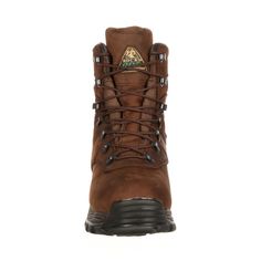 the men's work boots are brown and black