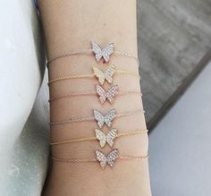 Beautiful butterfly bracelets in all 3 colors Perfect for all ages-sterling silver -gold platedComes with an extensionCheck out the matching necklaces in my other listing!!** in the "letter to seller" section please include your email address!free shipping in the US!!! If you have questions please don't hesitate to ask. Happy shopping!!! Butterfly Bracelets, Diamond Cufflink, Rose Gold And Silver, Gold And Silver Bracelets, Butterfly Bracelet, Fancy Jewellery, Bracelet Sterling Silver, Charm Rings, Colorful Bracelets