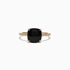 Effy Eclipse 14K Yellow Gold Diamond and Onyx Ring, 1.4 TCW | effyjewelry.com Onyx Rings Women, Minimalist Style Fashion, Onyx Rings, Ring Redesign, Paint It Black, Rings Women, Ring Inspiration, Ring Inspo, In Flames