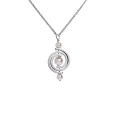 Inspiro Single Petite Spiral Pendant by Martha Seely (Silver & Pearl Necklace) | Artful Home Elegant Spiral Sterling Silver Necklaces, Elegant Sterling Silver Spiral Necklace, Elegant Silver Spiral Necklace, Modern Spiral White Gold Jewelry, Elegant Sterling Silver Necklace With Spring Ring Clasp, Silver Spiral Necklace For Anniversary, Modern White Gold Spiral Jewelry, Modern Silver Spiral Necklace, Modern Twist Spiral White Gold Jewelry