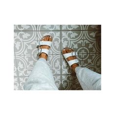 —@jen_meagher - Matchy matchy ☁️ (me & my tiles) Casual White Sandals With Buckle Closure, Casual Flat Sport Sandals With Leather Footbed, Casual Leather Footbed Flat Sport Sandals, Casual White Textured Footbed Sandals, Modern Everyday Sandals With Textured Footbed, White Casual Slides With Single Toe Strap, White Cushioned Footbed Slide Sandals, Modern Sandals With Textured Footbed For Everyday, Classic White Footbed Sandals For Spring