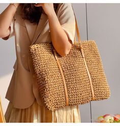 Chic large straw woven tote bag perfect for all occasions. Size: Medium Designer Style ID: 8289 Large Straw Woven Tote Bag, Summer Bag, Everyday Shoulder Bag, Beach Bag Eco-friendly Handwoven Straw Bag For Vacation, Eco-friendly Handwoven Straw Vacation Bag, Sand-colored Woven Straw Bag For Beach, Eco-friendly Straw Shoulder Bag For Beach, Eco-friendly Handwoven Straw Shoulder Bag, Crochet Shoulder Bags, Straw Beach Bag, Woven Tote Bag, Woven Bag