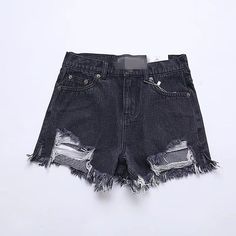 This is a very sexy Denim shorts,it have hole elements,and it's very popular in the summer wear is not only beauty but also very cool, you can wear it go to a party or work, it can match very much,this Denim shorts is a good choice.Material: DenimColors: Black,Light BlueSize: XS,S,M,LWaistline: High WaistDecoration:NoPocket: Side Pockets and Back PocketsPattern: Pure ColorFit Type: SlimClose Type: ZipperOccasion: Casual,StreetSeason: SummerThe accessories are not included. Trendy Ripped High-waist Jean Shorts, Trendy Ripped High Waist Jean Shorts, Edgy Jean Shorts For Summer, Grunge Cutoff Jean Shorts, Summer Grunge Ripped Shorts, Summer Grunge Shorts With Frayed Hem, Grunge Style Summer Jean Shorts, Edgy Ripped High-waisted Jean Shorts, Edgy High-waisted Shorts For Summer