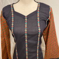 Pakistani Indian Shalwar Kameez Two Piece.Brand Alkaram.Fabric Lawn.Brand New.Sz Approx Bust 20”.Waist 18”.Hip 21”.Arm 21”.Length 41”.Shalwar 38”. Fitted Multicolor Churidar For Transitional Season, Dresses Pakistani, Shalwar Kameez, Neck Designs, Lawn, Two Piece, Womens Dresses, Brand New, Fast Delivery