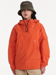 This is a casual and unique anorak jumper that are made out of high quality cotton and nylon blend fabric. With design detail of semi oversized silhouette and oversized kangaroo pocket on the front, you can style it for casual and trendy outfit. - Half zipper closure on the neckline- Semi oversized silhouette- Large kangaroo pocket on the front- Elastic cuffs Oversized Functional Parka For Streetwear, Oversized Parka With Drawstring Hood For Streetwear, Oversized Windbreaker With Drawstring Hood For Streetwear, Hooded Outerwear With Pockets And Relaxed Fit, Oversized Solid Color Windbreaker For Outdoor, Oversized Hooded Casual Windbreaker, Oversized Solid Windbreaker For Outdoor, Oversized Solid Windbreaker With Pockets, Casual Utility Jacket With Adjustable Hood For Streetwear