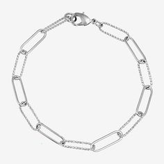 Add a trendy look to your jewelry collection by adding this Silver Reflections pure silver over brass paperclip chain bracelet. This bracelet is crafted in pure silver over brass, available in 7.25 inches length, has a solid paperclip chain construction and features a lobster clasp closure for a safe and comfortable wear. If you're looking for the perfect trendy chain bracelet for stacking or to wear alone, this bracelet is just what your jewelry collection needs! Wipe bracelet clean with a soft Elegant Silver Paperclip Chain Bracelet, Modern Silver Chain Bracelet For Everyday, Modern Metal Bracelet With Paperclip Chain, Modern Metal Bracelets With Paperclip Chain, Silver Oval Link Chain Bracelet Minimalist Style, Minimalist Metal Chain Bracelet With Rectangular Links, Minimalist Silver Oval Link Chain Bracelet, Elegant Silver Link Paperclip Bracelet, Sterling Silver Paperclip Bracelet With Solid Link Construction