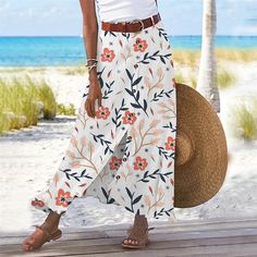 Season:Summer; Fabric:Cotton And Linen; Dress Length:Maxi; Gender:Women's; Style:Fashion,Casual; Occasion:Casual Daily; Fit Type:Regular Fit; Waistline:High Waist; Pattern:Floral; Design:Split Ends,Print; Pants Type:Skirt,Linen Skirts,A Line; Front page:FF; Listing Date:04/08/2024; Production mode:External procurement; Hips:; Length:; Waist: Cheap Maxi Skirts, Linen Skirts, Linen Fashion, Skirts Midi High Waisted, Split Design, Half Skirt, Floral Maxi Skirt, Linen Skirt, Fall Skirts