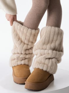 The price is for a pair of leg warmers only, others are not included. Garment Size SizeFree SizeFull Length40 Cute Fluffy Boots, Fluffy Leg Warmers Outfit, Chunky Leg Warmers, Fluffy Leg Warmers, Fluffy Clothing, Fluffy Clothes, Fuzzy Leg Warmers, Winter Outfits Y2k, Kawaii Leg Warmers