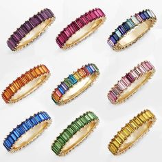 CZ baguette stones 925 Sterling Silver Available in sizes: 5-9 Kept away from any moisture or liquid including water, lotion, and perfumes. Imported Rainbow Ring, Rainbow Rings, Baguette Ring, Cz Ring, Wedding Item, Types Of Rings, Micro Pave, 925 Silver Rings, Eternity Bands