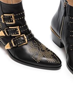 CHLOE' - STUDDED LEATHER ANKLE BOOTS Nina Garcia, Chloe Boots, Low Ankle Boots, Flat Ankle Boots, Studded Ankle Boots, French Chic, Black Boots Women, Brown Ankle Boots, Studded Leather