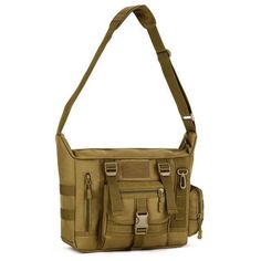 Gender:  Men  
  Material:  Nylon  
  Backpacks Type:  Softback  
  Function:  Outdoors tactical Nylon shoulder sling bag Crossbody  
  Color:  Black, Khaki, ACU Digital, CP camouflage  
  Size:  24 cmX35 cmX 11-14 cm(HXLXW)      Design: Six functional pockets in different sizes to fully meet your basic outdoor needs. The zippered main pocket can carry 14" laptop, iPad4, a couple of medium sized books. Two zippered pockets on front can be used to hold cellphone, wallet, credit card. The open pocket on front can be used to hold tissue, cigarette case. The side pocket can be easliy reach to stash something like multi-tool, Swiss Army Knife. The back pocket can provide extra protection to your tablet PC and writing pad. 
Dimensions: Whole Pack: 13.7"W * 9.4"H * 5.5"D (35cm * 24cm * 14cm). Outdoor Techwear Bag With Large Capacity, Outdoor Techwear Backpack, Tactical Nylon Shoulder Bag For Outdoor, Techwear Shoulder Bag With Adjustable Strap For Outdoor Activities, Outdoor Techwear Bag With Adjustable Strap, Outdoor Nylon Anti-theft Bag, Military Style Nylon Bags For Outdoor, Military Nylon Bags For Outdoor, Military Style Durable Outdoor Bags