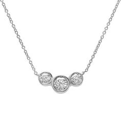 https://harrychadent.com/collections/pendants/products/three-stone-round-diamond-necklace-pendant-white-gold-3-5-carats 3 Diamond Necklace, Bezel Set Necklace, Jewellery Shops, Jewellery Sale, Three Stone Diamond, Infinity Necklace, Bezel Pendant, Bezel Diamond, Diamond Pendant Necklace