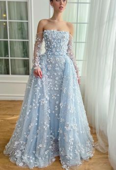 Baby Blue Serenade Gown Ethereal Dress Blue, Teuta Matoshi Blue, Spring Court Dress, Blue Gowns Elegant, Baby Blue Wedding Dress, Baby Blue Formal Dress, Pale Blue Wedding Dress, Baby Blue Wedding Dresses, Baby Blue Gown