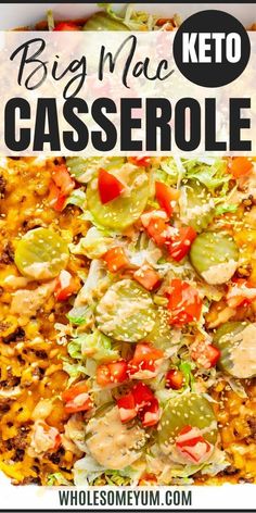 Keto Big Mac Casserole Recipe Keto Big Mac Casserole, Big Mac Casserole, Keto Big Mac, Healthy Casserole, Healthy Casseroles, Low Carb Breakfast Recipes