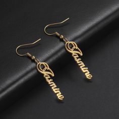 Create the perfect accessory with these unique, personalized earrings. Featuring three stylish designs in gold and silver colors, these high quality metal alloy earrings come engraved with your name for a truly special accessory. Enjoy the feel of quality you get with custom-made name earrings. Bamboo Earring, Earring Christmas, Love P, Name Earrings, Bamboo Earrings, Christmas Gifts For Wife, Alloy Earrings, Earring Gift, For Your Love