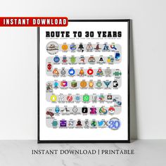 an instant printable route to 30 years poster