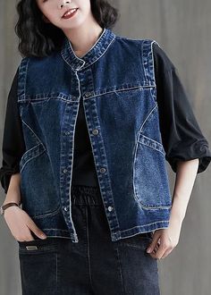 Womens Denim Vest, Denim Waistcoat, Black Zip Ups, Grey Colour, Nike Outfits, Dream Clothes, Grey Fashion, Fall Winter Outfits, Cup Size