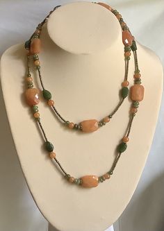 38" Carnelian and natural stone rope necklace Large Bead Necklace, Beaded Jewelry Necklaces, Natural Stone Necklace, Carnelian Necklace, Long Necklaces, Stone Beaded Necklace, Natural Stones Necklace, Pretty Jewelry, Rope Necklace