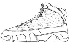 jordan2 Shoes Coloring, Kd Basketball Shoes, Sneakers Sketch, Shoe Template, Sneakers Drawing, Sports Coloring Pages, Book Clip Art, Kd Shoes, Jordan 9