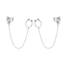 PRICES MAY VARY. High Quality Material: These cuff chain earrings are all made of real 925 sterling silver (not only the earrings posts but the whole earrings are 925 sterling silver material). Healthy silver material is Nickel-free, Lead-free, Cadmium-free and Hypoallergenic, which won’t irritate your ears! Wear Comfortably! Stylish Design: The cuff wrap earrings of design can always keep in fashion, never out of style. You can wear the cartilage cuff earrings with any outfits! Distinctive styl Elegant Silver Hoop Earrings With Adjustable Chain, Silver Sterling Silver Cartilage Earrings With Adjustable Chain, Silver Dangle Ear Cuff With Matching Earrings, Silver Sterling Ear Cuff With Adjustable Chain, Elegant Sterling Silver Ear Cuff With Adjustable Chain, Minimalist Silver Ear Cuff With Adjustable Chain, Silver Ear Cuff With Adjustable Chain As Gift, Sterling Silver Hypoallergenic Dangle Ear Cuff, Hypoallergenic Sterling Silver Dangle Ear Cuff