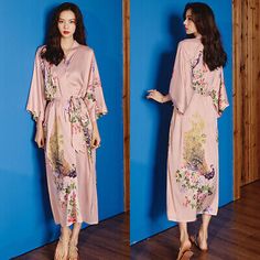 Great shopping ideas for Women Chinese Print Long Robe Satin Silk Bathrobe Sleepwear Night Gown Dress, Women's clothing V-neck Maxi Dress For Wedding Night, Elegant V-neck Dress For Pajama Party, Spring V-neck Night Robe, Feminine V-neck Robe For Sleep, V-neck Maxi Dress For Wedding Night In Spring, Maxi Length Nightgown For Wedding Night, Spring V-neck Sleep Robe, Maxi Length Nightgown For Wedding Night In Summer, Elegant Maxi Length Sleepwear