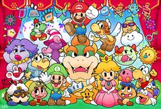 the super mario bros characters are all grouped together