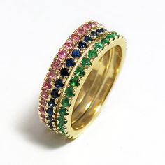 Delicate and elegant 14K gold birthstone eternity ring sparkles with a line of gemstones half the way around with the colors of your choice. Celebrate your wedding day, anniversary, mother's day or childbirth with this lovely stackable birthstone ring that will create a moment the two of you will always treasure. #jonjonjewel #GemstoneRingStackable #EternityRings #BirthstoneRing #GemstoneRingBand Birthstone Wedding Band, Mothers Ring Stackable, Personalized Gold Rings, Eternity Rings Stackable, Month Gemstones, Stackable Birthstone Rings, Birthstone Stacking Rings, Mothers Ring, Family Jewelry