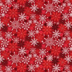 a red and white snowflake pattern on a fabric with lots of snow flakes