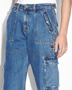 Buy Low Rider Recall Cargo | Blue Denim Cargo | Ksubi | Ksubi ++ Jean Crafts, Denim Cargo, Low Rider, The Low, Cargo Jeans, Low Waisted, Metal Hardware, Pocket Detail, David Jones