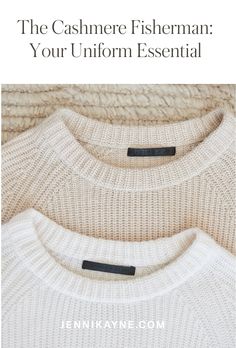 White Ribbed Cashmere Tops, White Relaxed Fit Cashmere Sweater, Classic White Cashmere Top, White Cashmere Everyday Sweater, Classic Beige Sweater For Layering, White Cashmere Sweater For Layering, White Cashmere Tops For Layering, Everyday Soft Knit Cream Tops, Cream Soft Knit Top For Everyday